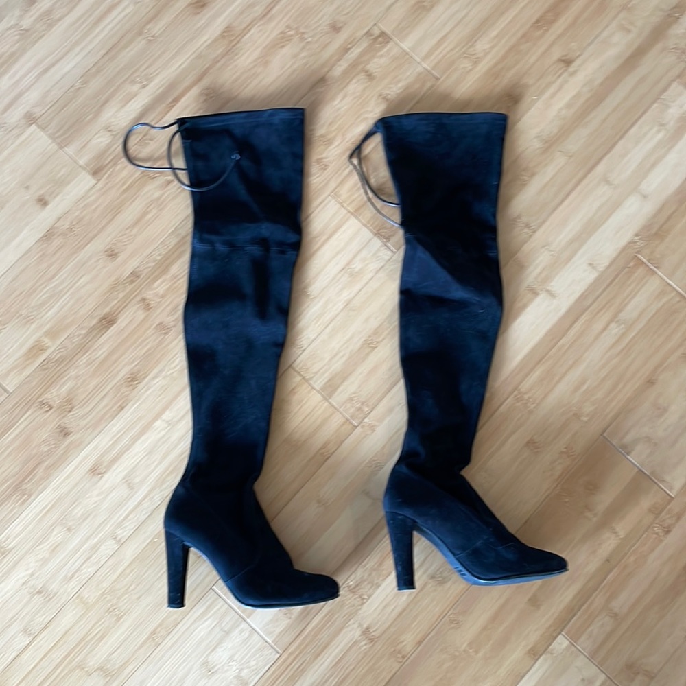 Stuart Weitzman Highland Suede Over-the-Knee Boots, Black